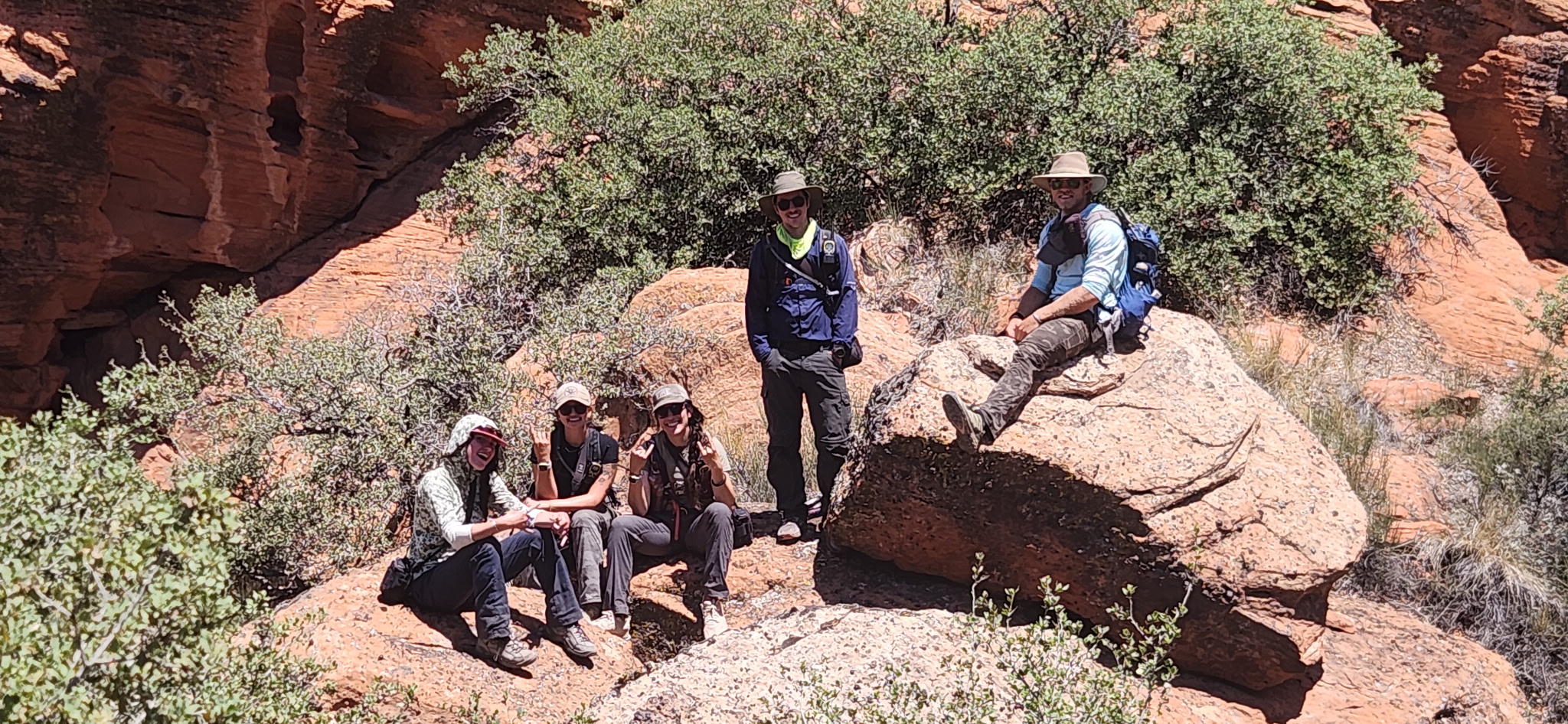 Group of field biologists taking a break